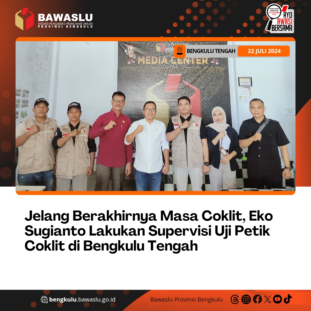 Jelang Berakhirnya Masa Coklit, Eko Sugianto Lakukan Supervisi Uji Petik Coklit