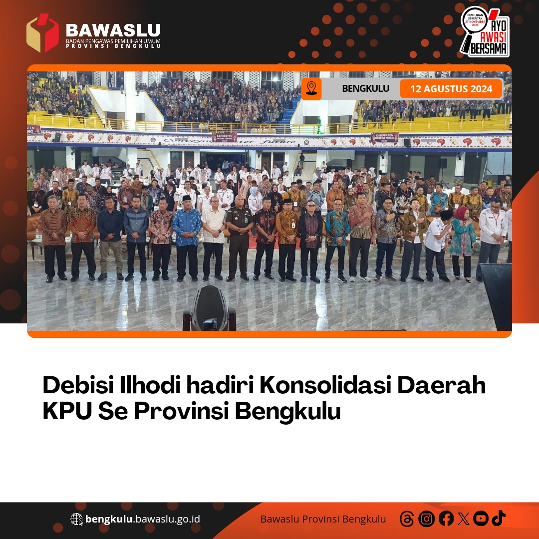 Debisi Ilhodi hadiri Konsolidasi Daerah KPU Se Provinsi Bengkulu