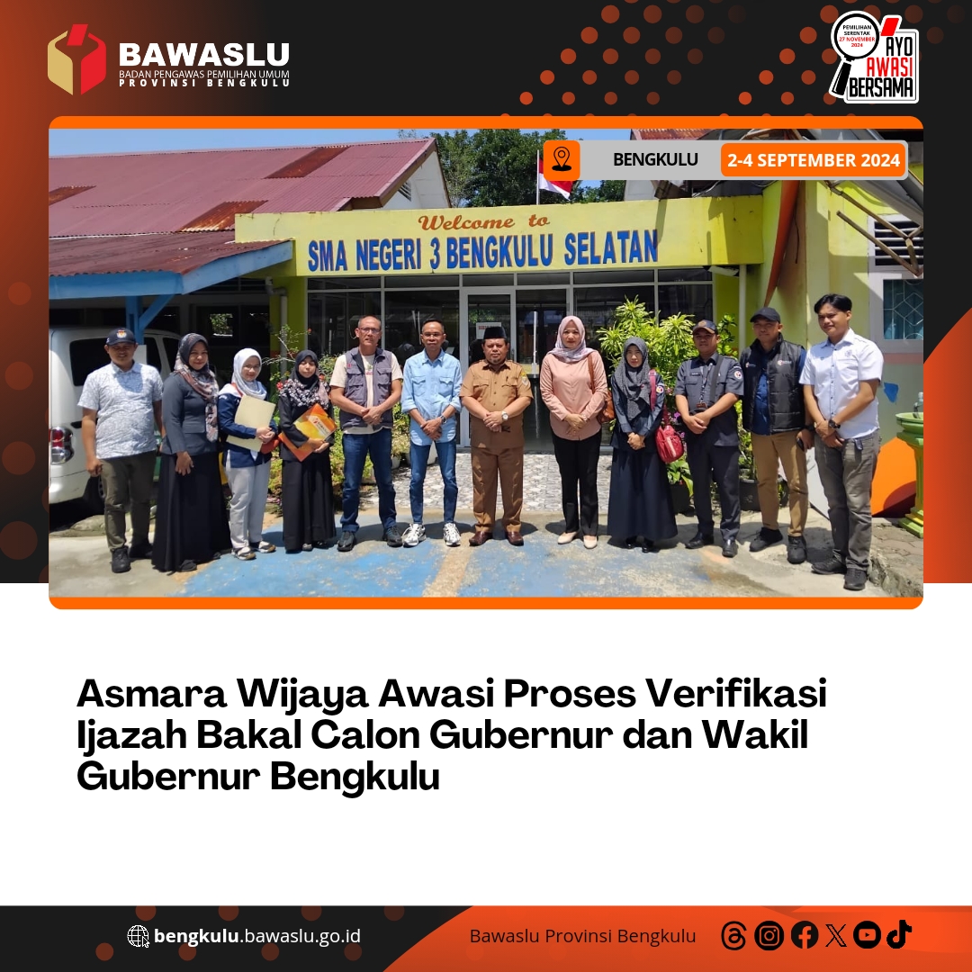 Asmara Wijaya Awasi Proses Verifikasi Ijazah Bakal Calon Gubernur dan Wakil Gubernur Bengkulu