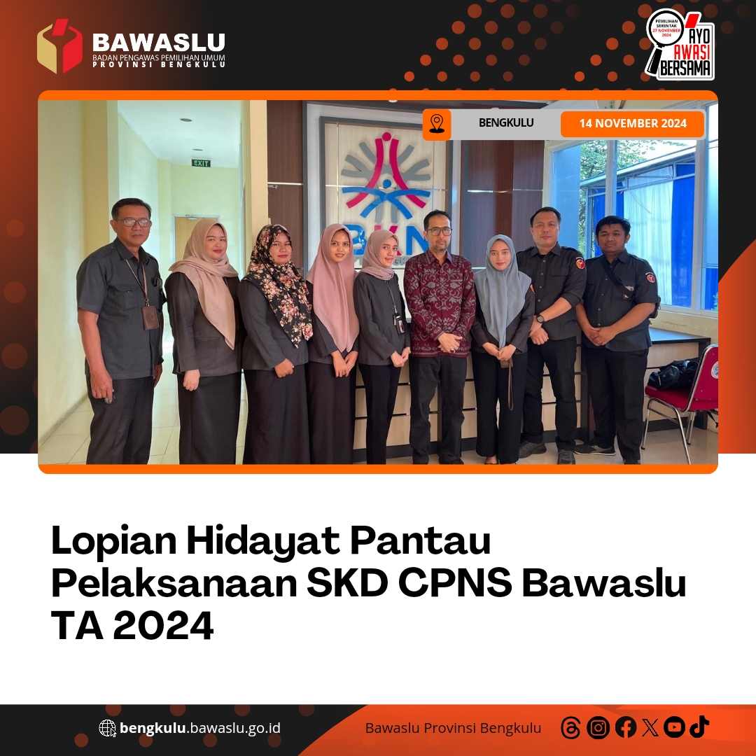 Lopian Hidayat Pantaun Pelaksanaan SKD CPNS Bawaslu TA 2024