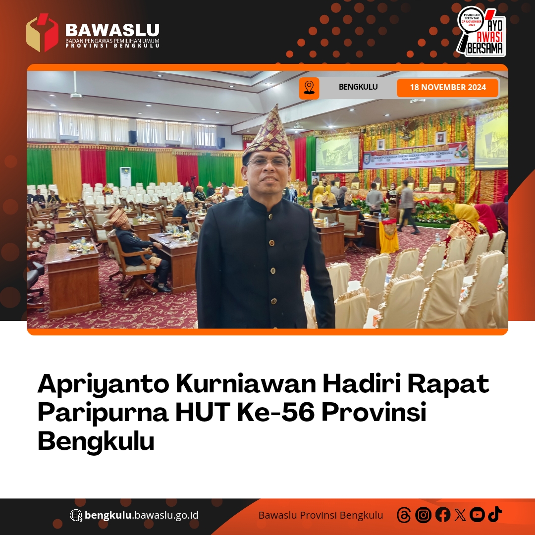 Apriyanto Kurniawan Hadiri Rapat Paripurna HUT Ke-56 Provinsi Bengkulu