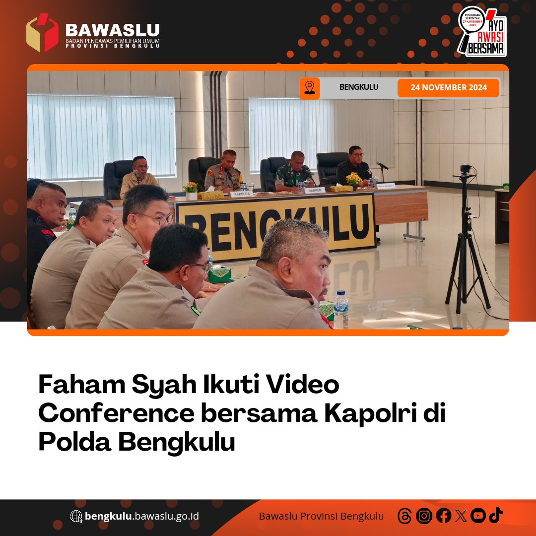 Faham Syah Ikuti Video Conference bersama Kapolri di Polda Bengkulu
