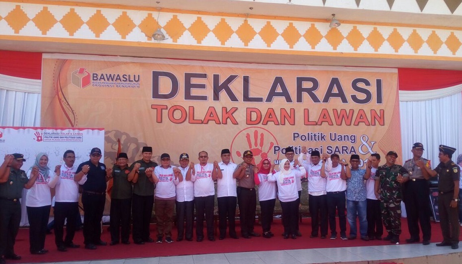 Deklarasi Tolak Politik Uang dan Politisasi SARA Pemilihan Walikota dan Wakil Walikota Bengkulu Tahun 2018