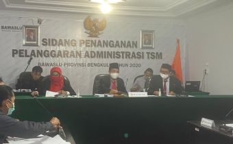 BAWASLU PROVINSI BENGKULU MENGGELAR SIDANG PEMERIKSAAN PELANGGARAN ADMINISTRASI PEMILIHAN TSM: DALAM PEMILIHAN BUPATI DAN WAKIL BUPATI REJANG LEBONG TAHUN 2020