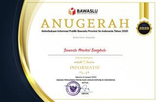 Mantap! PPID Bawaslu Provinsi Bengkulu Kembali Raih Prestasi Predikat Informatif