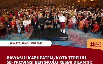 Bawaslu Kabupaten/Kota terpilih Se-Provinsi Bengkulu resmi dilantik
