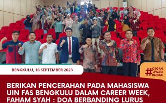 Berikan Pencerahan pada Mahasiswa UIN FAS Bengkulu dalam Career Week, Faham Syah : Doa berbanding lurus dengan Usaha
