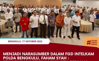 Menjadi Narasumber dalam FGD Intelkam Polda Bengkulu, Faham Syah : Pengawasan Pemilu Milik Kita Bersama
