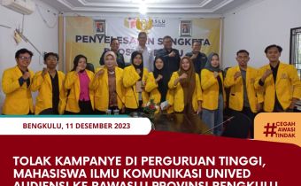 Tolak Kampanye di Perguruan Tinggi, Mahasiswa Ilmu Komunikasi Unived Audiensi ke Bawaslu Provinsi Bengkulu