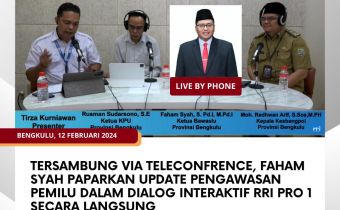 Tersambung via Teleconfrence, Faham Syah Paparkan Update Pengawasan Pemilu dalam Dialog Interaktif RRI Pro 1 Secara Langsung