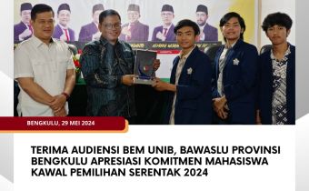 Terima Audiensi BEM Unib, Bawaslu Provinsi Bengkulu Apresiasi Komitmen Mahasiswa Kawal Pemilihan Serentak 2024