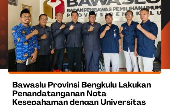 Bawaslu Provinsi Bengkulu Lakukan Penandatanganan Nota Kesepahaman dengan Universitas Terbuka Bengkulu